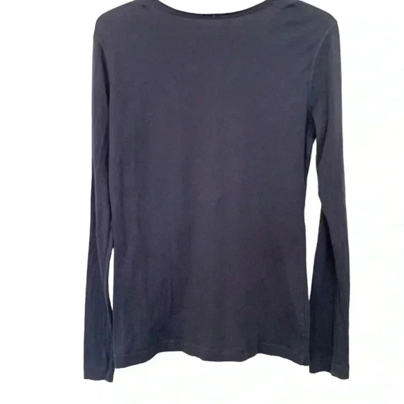 Eddie Bauer, medium weight, 100% cotton, long sleeve ruffled neckline  T-shirt - Picture 2 of 4